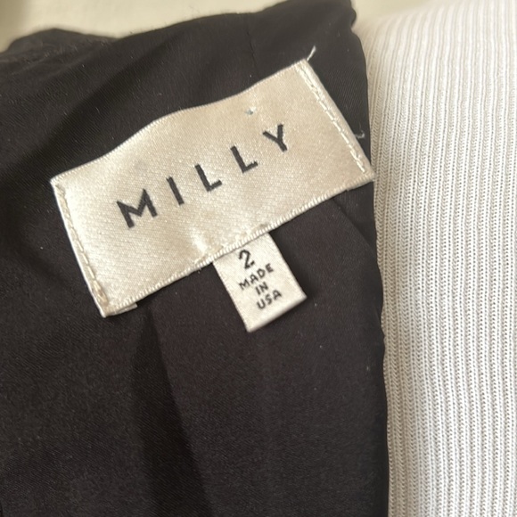 Milly Black Leather Dress LBD Designer Wool USA Size 2  Date Night Lamb Stretch - Picture 5 of 12